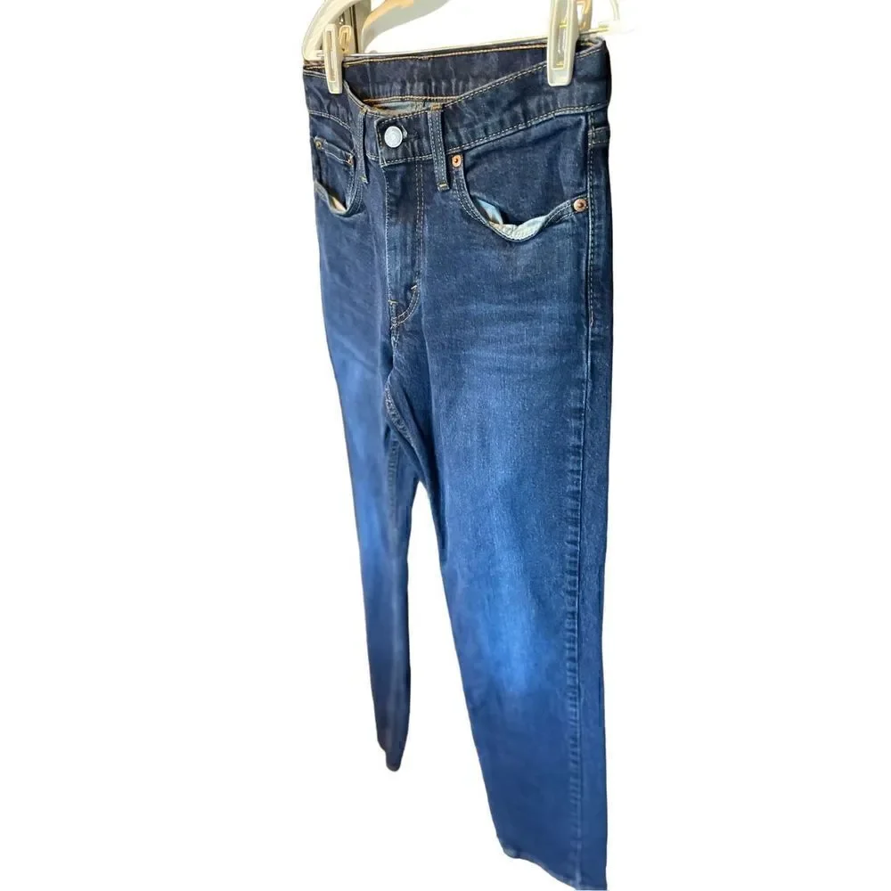 Levis Men's Blue Mid Rise Full Length Dark Wash Slim Fit Denim Jeans Size 31x32